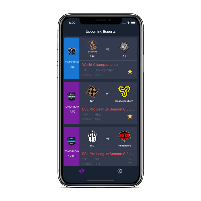 Esports Calendar IOS New Design Auto Notification System