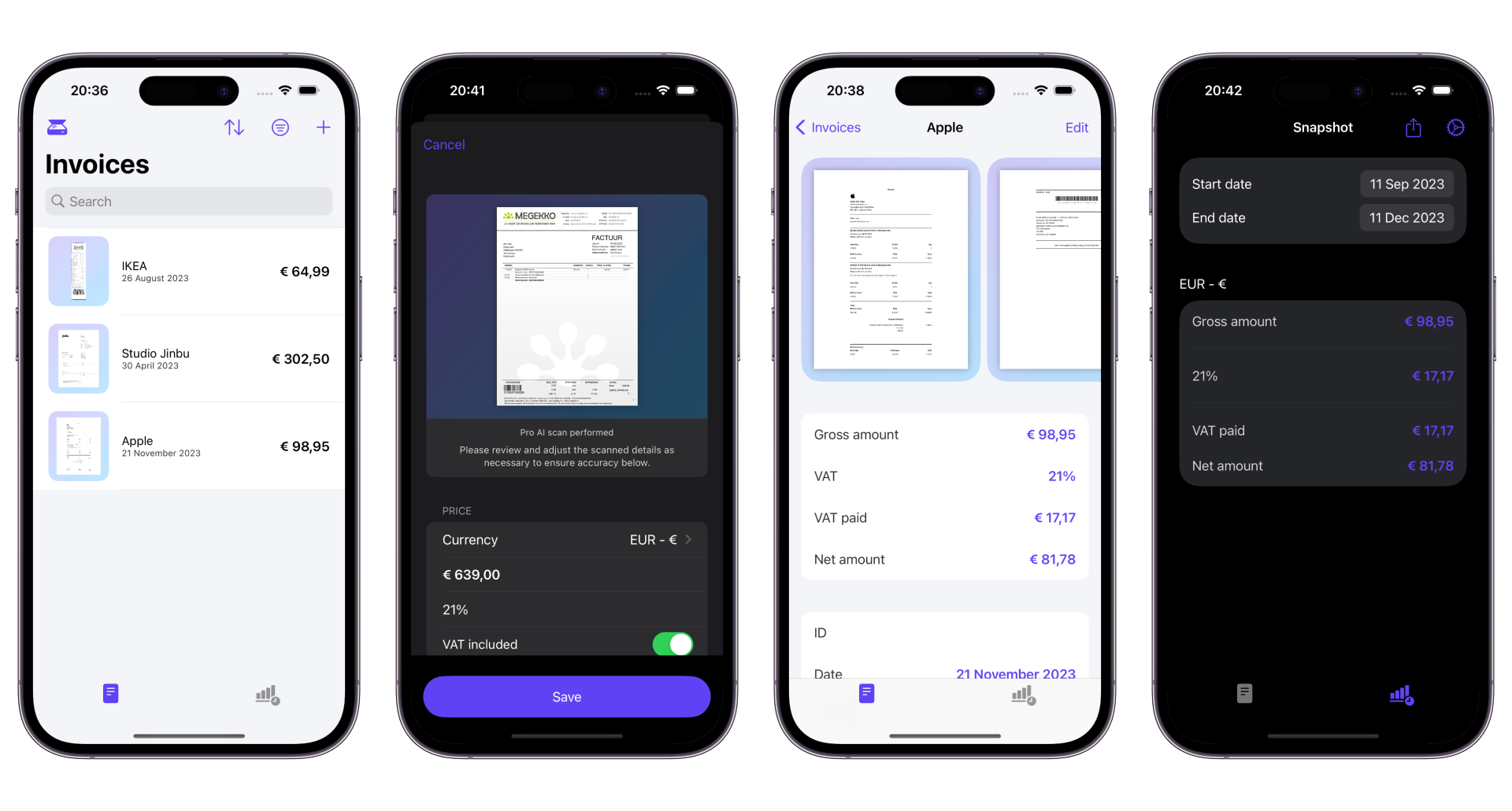 Xpensemap app screens